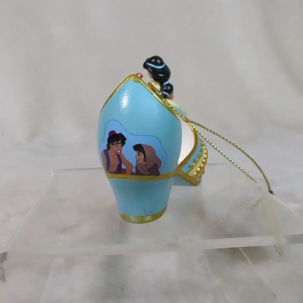 Bradford Exchange Disney Once Upon A Slipper Ornament Jasmine/Abu Blue Shoe